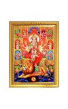 Goddess durga maa Photo Frame - 12x16 Inches, Brown Wooden Frame for Home, Office & Temple Decoration