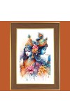Radha and sri krsihna Photo Frame - 12x16 Inches, Brown Wooden Frame for Home, Office & Temple Decoration