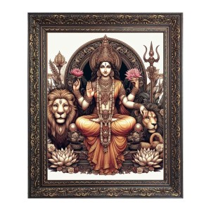 Goddess Durga Big Photo Frame - 24x28 Inches for Home & Office Decoration