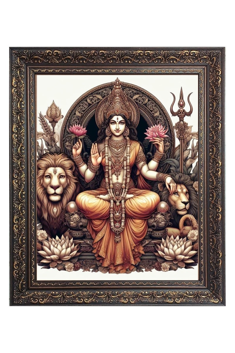 Goddess Durga Big Photo Frame - 20x24 Inches for Home & Office Decoration
