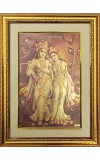 Sri Radha And Sri Krishna Golden Photo 11.5x15.5 Inches Perfect for Home, Office & Temple Decoration
