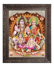 Lord Shiv Maa Parbati Family Big Photo Frame - 16x20 Inches for Home & Office Decoration