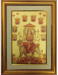 Nav Durga Golden Photo 11.5x15.5 Inches Perfect for Home, Office & Temple Decoration