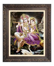 Sri Krishna and Sri Radha Big Photo Frame - 16x20 Inches for Home & Office Decoration