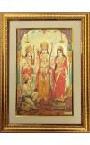 Sri Ram Darbar Golden Photo 11.5x15.5 Inches Perfect for Home, Office & Temple Decoration