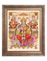 Mata Lakshmi (Laxmi), Sri Ganesh and Maa Saraswathi Big Photo Frame - 20x24 Inches for Home & Office Decoration