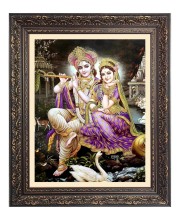 Sri Krishna and Sri Radha Big Photo Frame - 16x20 Inches for Home & Office Decoration