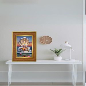 Lord Vishnu Photo Frame 12x16 Inches-Brown Wooden Frame For Home, Office & Temple Decoration And Gifting (F6237)