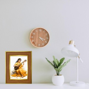 Goddess Saraswati, Photo Frame 18x22 Inches-Brown Wooden Frame For Home, Office & Temple Decoration And Gifting (F6419)
