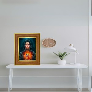 Lord Hanuman Photo Frame 16x20 Inches-Brown Wooden Frame For Home, Office & Temple Decoration And Gifting (F6232)