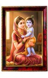 Yashodha Krishna Photo Frame For Wall & Table | 7x9 Inch Golden Cherry Finish | Decorative Yashodha Krishna Photo Frame For Home, Office & Pooja Room (F11901)