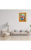 Radha And Krishna Photo Frame 10x14 Inches-Brown Wooden Frame For Home, Office & Temple Decoration And Gifting (F6438)