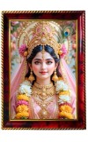 Goddess Radha Photo Frame For Wall & Table | 7x9 Inch Golden Cherry Finish | Decorative Goddess Radha Photo Frame For Home, Office & Pooja Room (F11655)