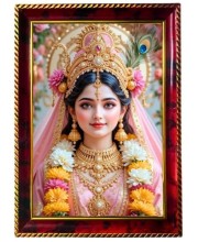 Goddess Radha Photo Frame For Wall & Table | 7x9 Inch Golden Cherry Finish | Decorative Goddess Radha Photo Frame For Home, Office & Pooja Room (F11655)