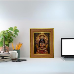 Goddess Maa Kali Photo Frame 14x18 Inches-Brown Wooden Frame For Home, Office & Temple Decoration And Gifting (F6399)