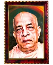 Sri Srila Prabhupada Photo Frame For Wall & Table | 7x9 Inch Golden Cherry Finish | Decorative Sri Srila Prabhupada Photo Frame For Home, Office & Pooja Room (F11536)