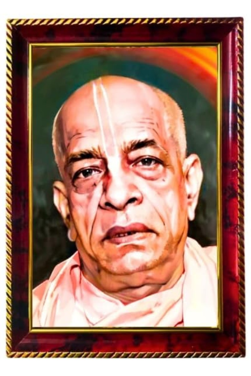 Sri Srila Prabhupada Photo Frame For Wall & Table | 7x9 Inch Golden Cherry Finish | Decorative Sri Srila Prabhupada Photo Frame For Home, Office & Pooja Room (F11536)