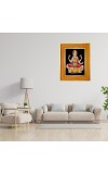 God Maa Lakhsmi Photo Frame 10x14 Inches-Brown Wooden Frame For Home, Office & Temple Decoration And Gifting (F6461)