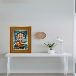 Lord Vishnu Photo Frame 10x14 Inches-Brown Wooden Frame For Home, Office & Temple Decoration And Gifting (F6238)
