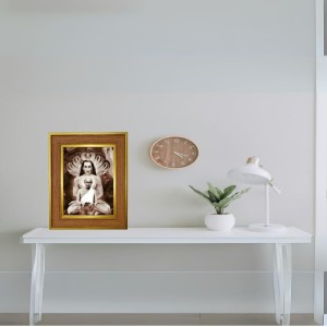 Yogi Guru Photo Frame 10x14 Inches-Brown Wooden Frame For Home, Office & Temple Decoration And Gifting (F6282)