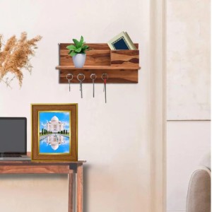 White-marble Mausoleum Photo Frame 16x20 Inches-Brown Wooden Frame For Home, Office & Temple Decoration And Gifting (F6348)