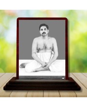 Car Desk/Table Top Sri Sri Thakur Anukulchandra Wooden Photo Stand 3x4 Inches, Compact & Stylish Spiritual Display For Car, Home & Office (Pack Of 1) (F14641)