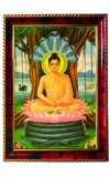 Lord Buddha Photo Frame For Wall & Table | 7x9 Inch Golden Cherry Finish | Decorative Lord Buddha Photo Frame For Home, Office & Pooja Room (F11364)