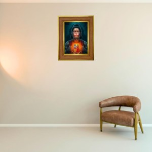 Lord Hanuman Photo Frame 16x20 Inches-Brown Wooden Frame For Home, Office & Temple Decoration And Gifting (F6232)