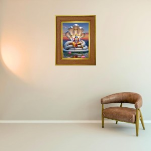 Lord Vishnu Photo Frame 12x16 Inches-Brown Wooden Frame For Home, Office & Temple Decoration And Gifting (F6237)