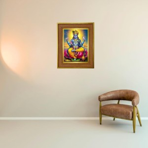 Divine Lord Vishnu Photo Frame 14x18 Inches-Brown Wooden Frame For Home, Office & Temple Decoration And Gifting (F6240)