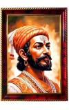Chhatrapati Shivaji Photo Frame For Wall & Table | 7x9 Inch Golden Cherry Finish | Decorative Chhatrapati Shivaji Photo Frame For Home, Office & Pooja Room (F11302)