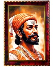 Chhatrapati Shivaji Photo Frame For Wall & Table | 7x9 Inch Golden Cherry Finish | Decorative Chhatrapati Shivaji Photo Frame For Home, Office & Pooja Room (F11302)