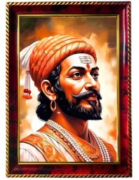 Chhatrapati Shivaji Photo Frame For Wall & Table | 7x9 Inch Golden Cherry Finish | Decorative Chhatrapati Shivaji Photo Frame For Home, Office & Pooja Room (F11302)