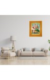 Divine Radha And Krishna Photo Frame 10x14 Inches-Brown Wooden Frame For Home, Office & Temple Decoration And Gifting (F6436)