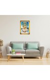 Mata Saraswati Golden Photo Frame - 10x14 Inches | Elegant Wooden Frame For Home, Office & Temple Decoration | Spiritual Wall & Table Decor And Gift Item (F9808)