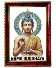 Serene Buddha Photo Frame For Wall & Table | 7x9 Inch Golden Cherry Finish | Decorative Serene Buddha Photo Frame For Home, Office & Pooja Room (F11515)