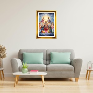 Devi Durga Golden Photo Frame - 18x22 Inches | Elegant Wooden Frame For Home, Office & Temple Decoration | Spiritual Wall & Table Decor And Gift Item (F9891)