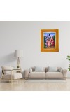 Lord Shiva, Goddess Parvati, And Their Children, Lord Ganesha And Lord Kartikeya Murugan Photo Frame 10x14 Inches-Brown Wooden Frame For Home, Office & Temple Decoration And Gifting (F6432)