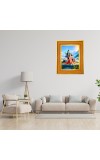 Lord Shiva And Parvati Photo Frame 12x16 Inches-Brown Wooden Frame For Home, Office & Temple Decoration And Gifting (F6457)