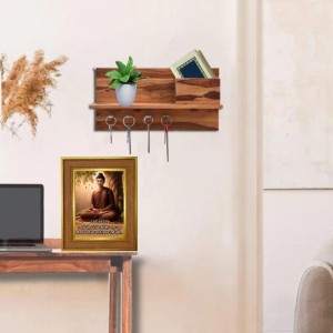Lord Buddha Photo Frame 18x22 Inches-Brown Wooden Frame For Home, Office & Temple Decoration And Gifting (F6341)