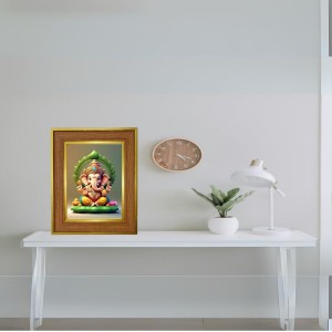 Lord Ganesha Ji Photo Frame 18x22 Inches-Brown Wooden Frame For Home, Office & Temple Decoration And Gifting (F6242)