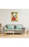Bal Krishna And Yashoda Devi Golden Photo Frame - 10x14 Inches | Elegant Wooden Frame For Home, Office & Temple Decoration | Spiritual Wall & Table Decor and Gift Item