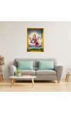 Mata Sraswati Golden Photo Frame - 10x14 Inches | Elegant Wooden Frame For Home, Office & Temple Decoration | Spiritual Wall & Table Decor And Gift Item (F9861)