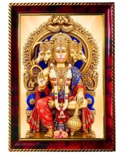 Lord Hanuman Photo Frame For Wall & Table | 7x9 Inch Golden Cherry Finish | Decorative Lord Hanuman Photo Frame For Home, Office & Pooja Room (F11928)