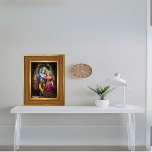 Shree Radha Krishna Photo Frame 18x22 Inches-Brown Wooden Frame For Home, Office & Temple Decoration And Gifting (F6273)