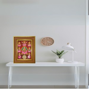 Mata Lakshmi Photo Frame 16x20 Inches-Brown Wooden Frame For Home, Office & Temple Decoration And Gifting (F6251)