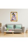 Bal Gopal Golden Photo Frame - 10x14 Inches | Elegant Wooden Frame For Home, Office & Temple Decoration | Spiritual Wall & Table Decor and Gift Item