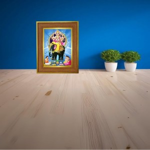 Lord Vishwakarma Photo Frame 10x14 Inches-Brown Wooden Frame For Home, Office & Temple Decoration And Gifting (F6383)