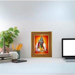 Lord Krishna Photo Frame 10x14 Inches-Brown Wooden Frame For Home, Office & Temple Decoration And Gifting (F6405)