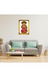 Mata Laxmi Golden Photo Frame - 10x14 Inches | Elegant Wooden Frame For Home, Office & Temple Decoration | Spiritual Wall & Table Decor And Gift Item (F9807)